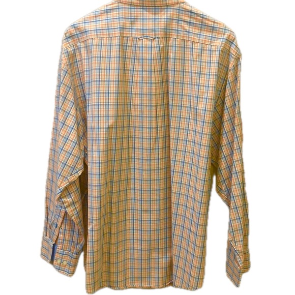 Men’s Izod button down. Orange/blue plaid. Size XL - Picture 2 of 3